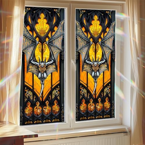 HOMETITUTE Gothic Bat Flame Privacy Window Film Cling 17.7x39.3 PVC - Image 7