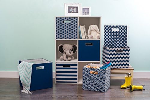 DII Hard Sided Collapsible Fabric Storage Container for Nursery, Offices, & Home Organization, (13x13x13) - Lattice Nautical Blue - Image 6