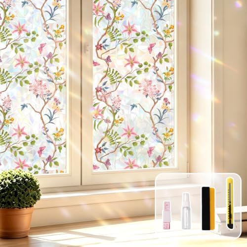 LEMON CLOUD Stained Glass Window Privacy Film with Tools, 17.5" x 78.7" by LEMONCLOUD