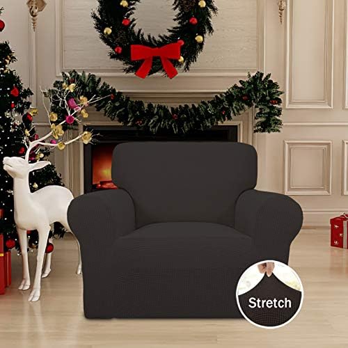 Easy-Going Stretch Chair Slipcover with Arm Washable Chocolate - Image 2