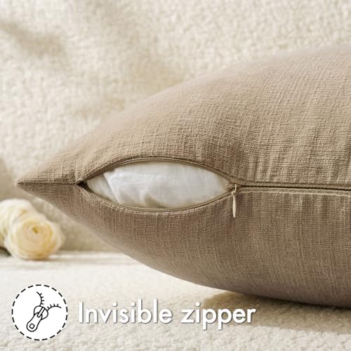 MIULEE Light Brown Chenille Couch Throw Pillow Covers, 18x18 - Image 3