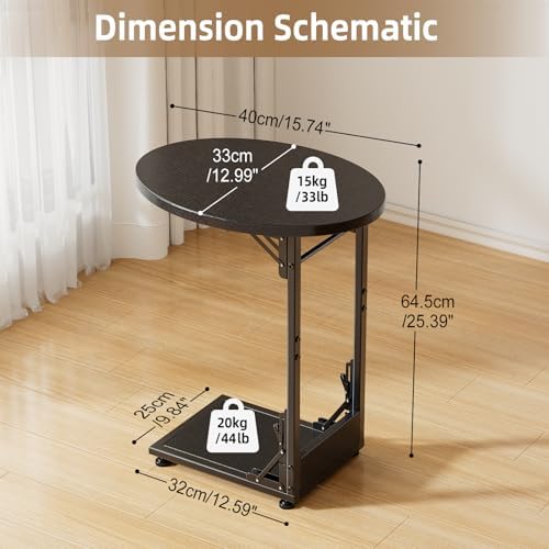 Elbourn Folding Side Table End Couch Tables, C-Shaped TV Stand for Sofa - Image 3