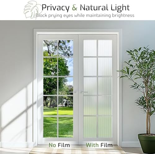 LUTE Reeded Glass Window Privacy Film, Frosted Decor Vinyl, 29.5" x 78.7" - Image 2