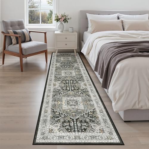 Madane Hallway Runner Rug 2x8 Washable Kitchen Rugs, Grey Green/Black Olive - Image 5