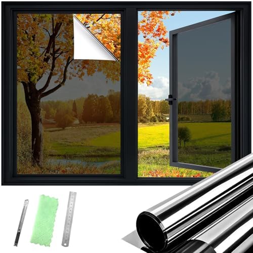DUOFIRE One Way Privacy Window Film, Reflective Window Film, 17.4" x 157.4" by DUOFIRE