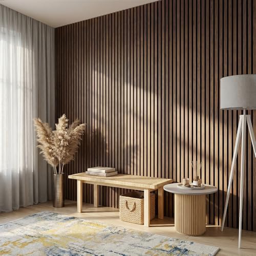 Acoustic Wall Panels, 4 Pack Wood Slat Wall Panel, Soundproof Wall Panels, 3D Textured Wall Decor for Ceiling and Wall, 23.6" x 47.2", in Walnut Finish - Image 2