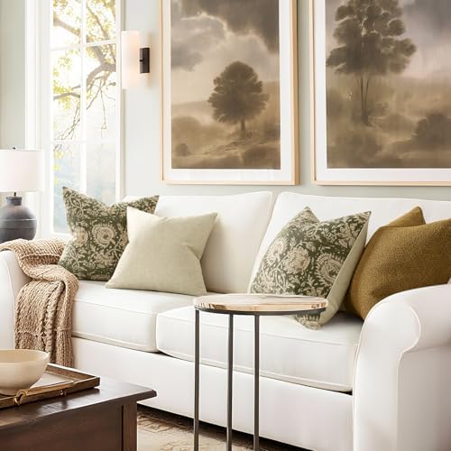 Vintage Floral Print Throw Pillow Covers 18x18 Set of 2 Neutral Modern Farmhouse Pillowcases Accent Decorative Cushion Covers Boho Home Decor for Couch Sofa Chair Bed Living Room, Olive Green - Image 4