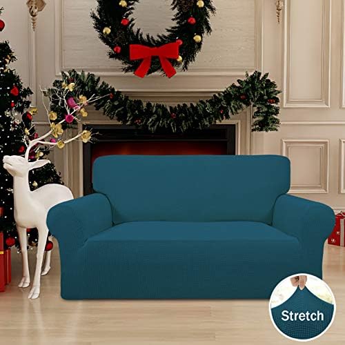 Easy-Going Stretch Loveseat Couch Covers Washable Peacock Blue - Image 2
