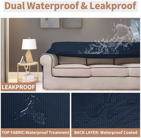 Easy-Going 100% Waterproof Couch Cover, 3 Cushion Couch Slipcover for Sofa - Image 3