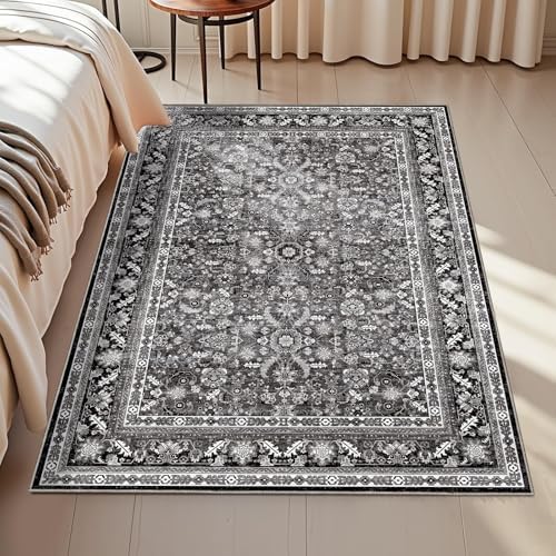 OPPODREAM Vintage Black Area Rugs 3x5, Washable Rug for Living Room by OPPODREAM
