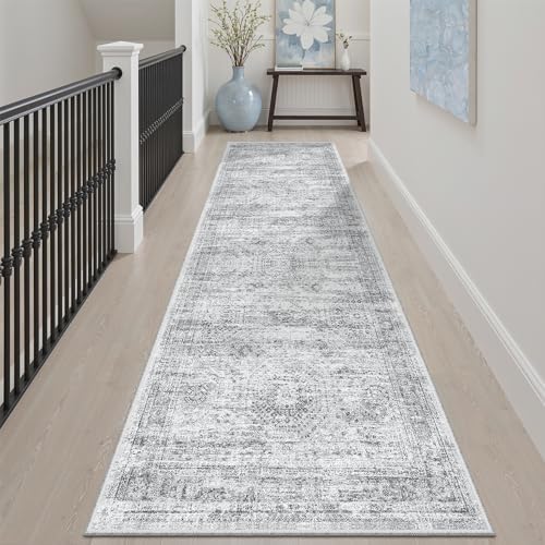 Soalmost Runner Rug 2x7 Washable Non-Slip Hallway Rugs for Kitchen Grey by Soalmost
