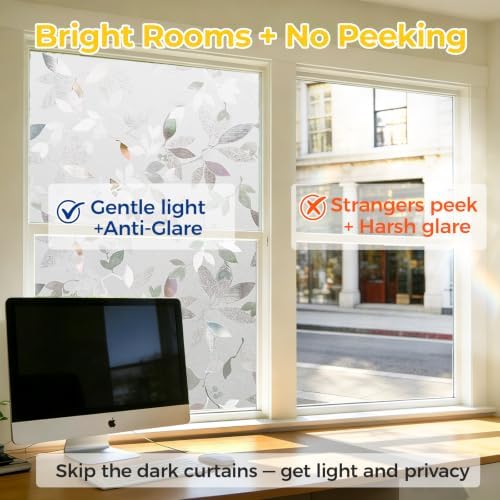 OHTMERU Window Privacy Film Decorative Non-Adhesive, Reusable, Anti-Glare - Image 2