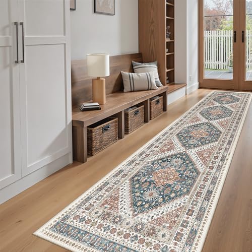 Madane Washable Runner Rugs 2x10 Long for Hallway Kitchen, Navy Blue - Image 3
