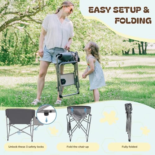 Busy Bee Oversized Kids Camping Chair with Cup Holder, High Back Toddler Chair Kids Folding Chair, Perfect for Beach & Outdoor, Supports 150 Lbs. - Image 6