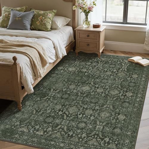 Rugxara Green 4x6 Area Rug Washable Rug for Living Room Bedroom Office - Image 3