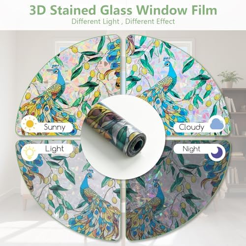 Kromapolis Window Privacy Film, Stained Glass Sticker, 35.4" x 157.4" - Image 6