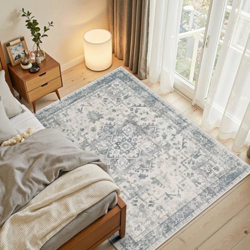 Rugxara 3x5 Entryway Rug,Blue Vintage Boho Bedroom Area Rug - Image 4