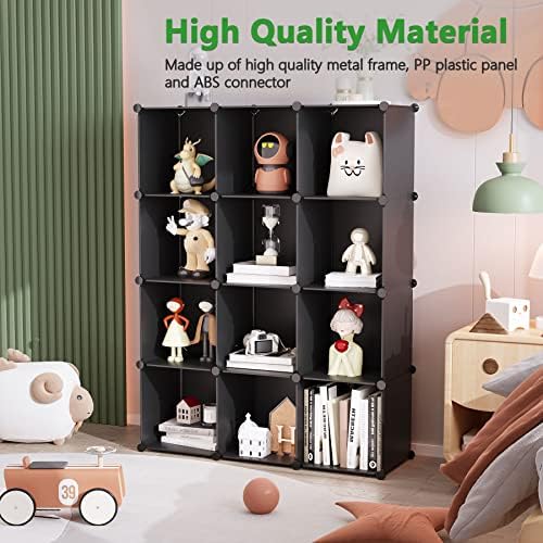 C&AHOME Cube Storage Organizer, 12-Cube Shelf Units, Closet Cabinet Black - Image 3