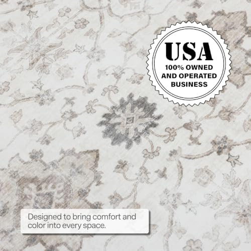 ReaLife Rugs Machine Washable Area Rug - Living Room Bedroom Bathroom Kitchen Entryway Office - Padded Crease Free Stain Resistant Premium - Boho Farmhouse Vintage- BEV- Beige - 2'x 3' - Image 4