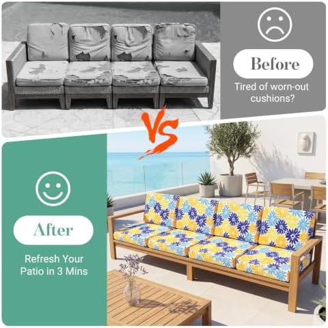 8Pcs Patio Cushion Covers Stretch Outdoor Furniture Protector Slipcovers - Image 4