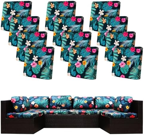 12 Pcs Outdoor Cushion Covers, Patio Sofa Cushion Covers Replacement by BIETYONE