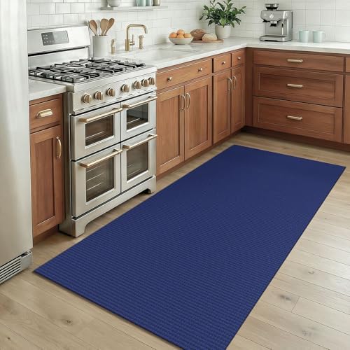 KOZYFLY Washable 3x5 Entry Woven Area Rug, Braided Throw Rugs for Entryway, Non Slip Door Mat Indoor Entrance, Front Porch Carpet for Foyer, Kitchen, Bedroom, Living Room, Deep Navy Blue - Image 2