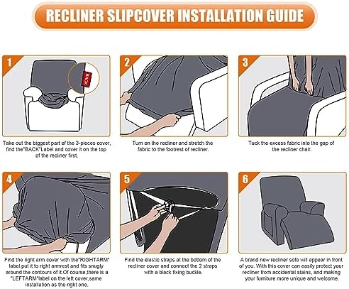 VANSOFY Stretch Recliner Chair Cover, Slipcover, Cream, 1 Seater - Image 4
