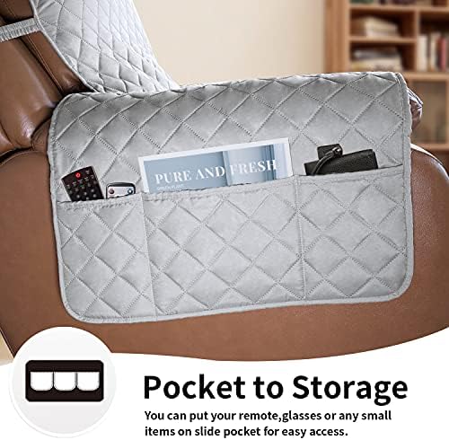 Easy-Going Oversized Recliner Chair Cover Reversible Sofa Cover Water Resistant Couch Cover Furniture Protector with Elastic Straps for Pets Dog Cat (Oversized Recliner, Light Gray/Light Gray) - Image 3