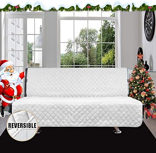 Easy-Going Reversible Couch Cover, Large Futon Sofa, White/White - Image 2