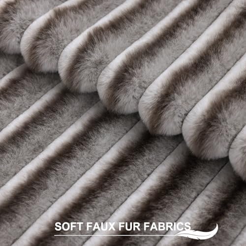Pallene Faux Fur Decorative Throw Pillow Covers 12x20 Set of 2, Ombre Brown - Image 2