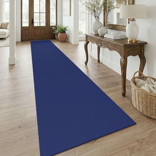 KOZYFLY 3x18 Runners Rugs for Hallway, Extra Long Washable Runner Rug, Non Slip Rubber Backed Kitchen Runner, Cotton Entryway Rug, Floor Carpet for Entry, Aisle, Hall, Deep Navy Blue by KOZYFLY