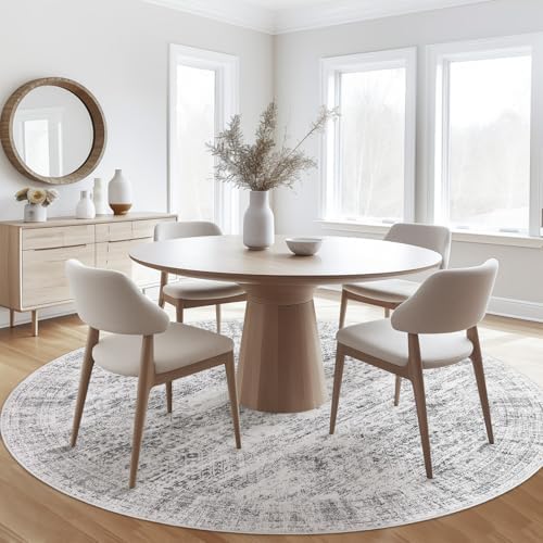 Soalmost 5x5 Grey Round Rug 6ft Circle Living Room Area Rugs Non-Slip - Image 4