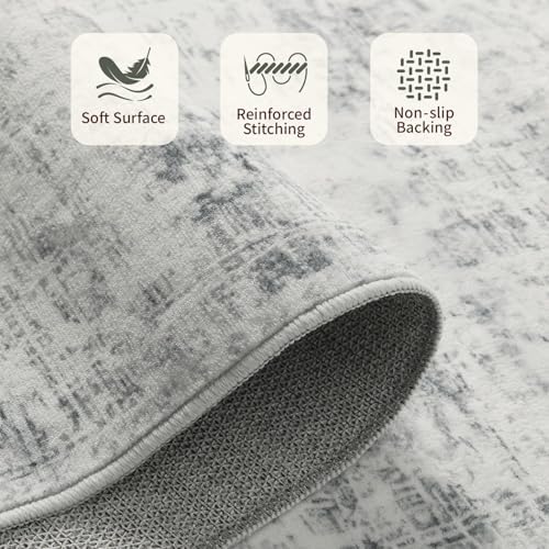 Rugxara Grey Area Rugs 5x7 Washable Rug for Living Room Bedroom - Image 5