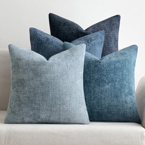 MIULEE Soft Decorative Chenille Euro Pillow Covers Blue Series 26x26 by MIULEE