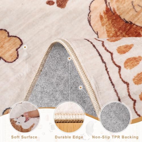 DUKINO 2x4 Rug Runner, Washable Dog Bathroom Rug Soft Non Slip Beige Yellow - Image 6