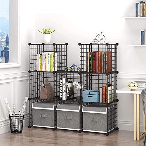 C&AHOME Wire Cube Storage - 9-Cube Organizer, Metal Grids, Bookshelf, Black - Image 2