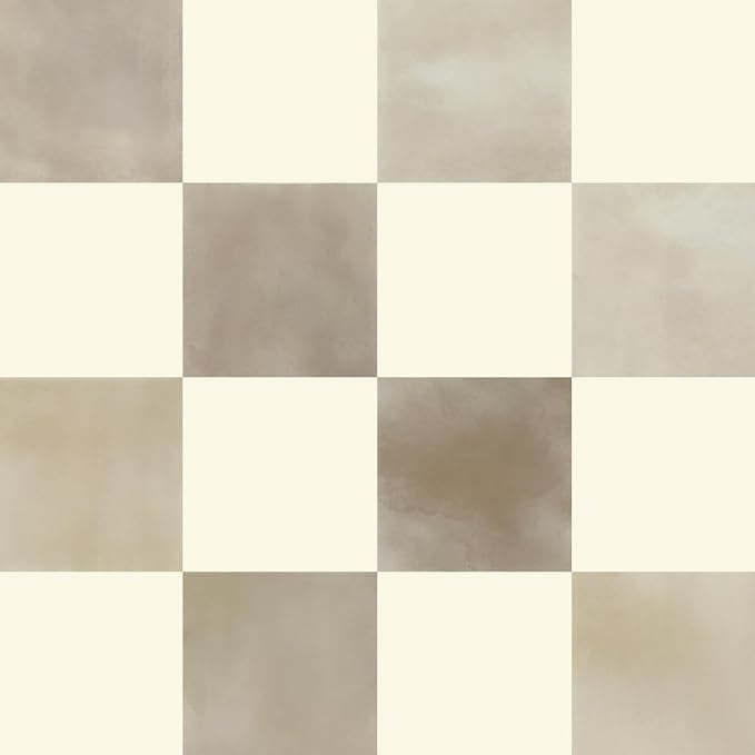 Ismoon Checkered Wallpaper Peel and Stick Neutral Mosaic Checkered Contact Paper 17.3in x 6.56ft Vintage Removable Self-Adhesive Wallpaper for Bathroom Bedroom Kitchen Shelf Liner Vinyl by Ismoon