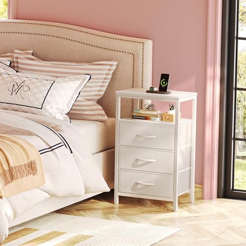 Huuger Nightstands Set of 2, Nightstand with Charging Station,Bedside Table - Image 2