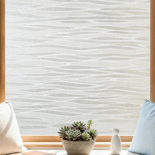 Finnez Window Privacy Film, Frosted Stripes Static Cling, 35.4″ x 78.7″ by FINNEZ