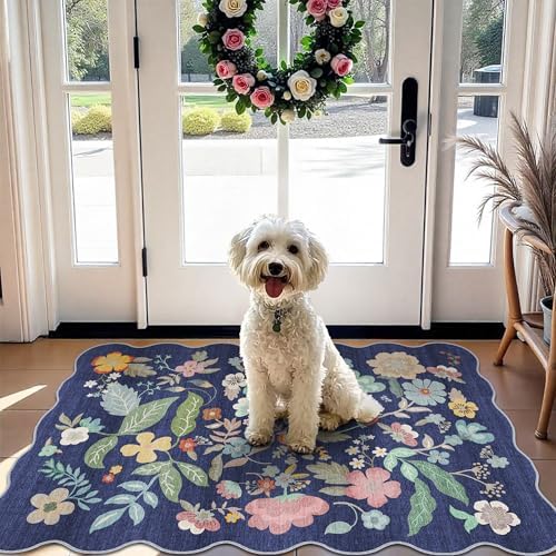 Washable 2x3 Area Rug for Entryway: Easy-Clean Carpet with Non-Slip Backing for Bedroom Kitchen Stain-Resistant Durable Low Pile Floor Mat – Perfect for High-Traffic Areas with Pets (2x3/Purple) by HYHAOYUNLAI