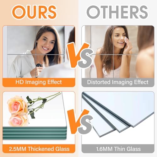 VASUHOME Glass Full Length Wall Mirror Tiles - [12 x10 Inch - 4PCS], Frameless Full Body Mirror for Home Gym, Bedroom, Living Room - Versatile Wall Mirror with Unrivaled Clarity - Image 6