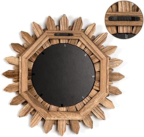 Honiway Boho Wall Decor Mirror 2 Pack Rustic Wood Mirror 12 inch Boho Mirror Home Decor Farmhouse Room Decorations for Bedroom Living Room Carbonized Black - Image 7