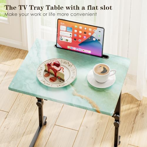 Folding TV Tray Table,Adjustable TV Dinner Table with Sturdy MDF Top,Eating Trays for Living Room with No Assembly Required (Sea Blue,2Pcs) - Image 5