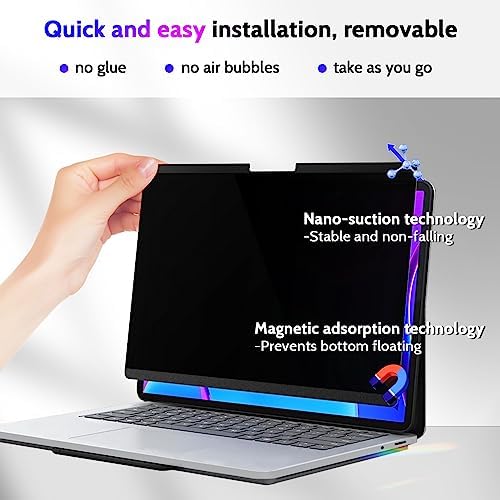 Peslv Magnetic Privacy Screen for Microsoft Surface Laptop Studio 2/1 14.4-Inch, Removable Anti Blue Light Glare Filter, Black Security Private Spy Block Protector - Image 2