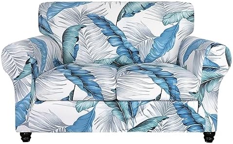 SearchI Stretch Sofa Cover Printed Couch Cover, Floral Pattern 3 Pieces Loveseat Slipcover with 2 Separate Cushion Cover, Washable Furniture Protector for Living Room(Loveseat, Summer Pattern) by SearchI