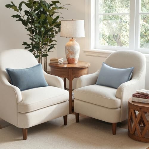 MIULEE Decorative Linen Lumbar Pillow Cover 12x20 Inch Blue Grey - Image 3