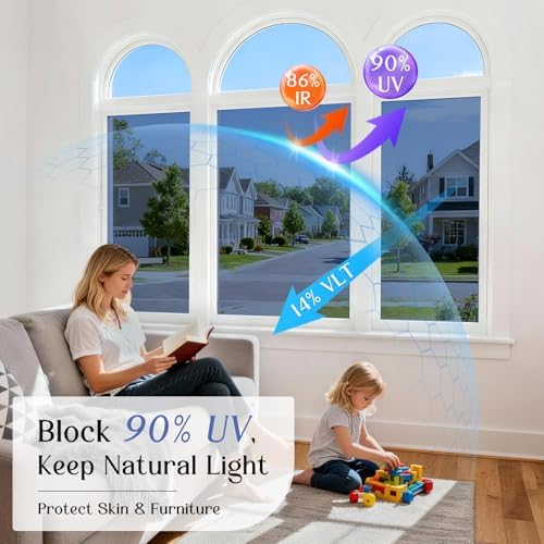 Haton One Way Window Tint for Home with Tools, Blue-Silver 17.5" x 78.7" - Image 3