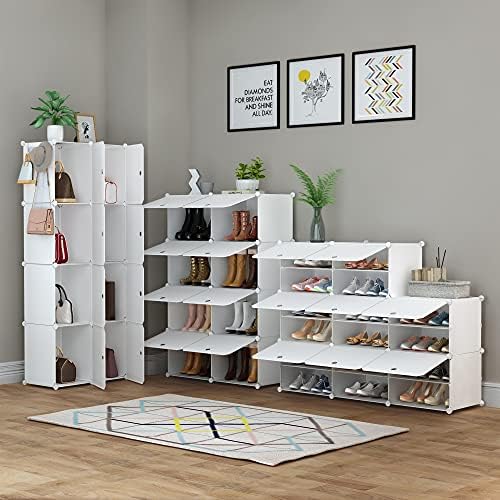 HOMIDEC Shoe Rack Organizer 32 Pair Modular Shoe Storage Cabinet for Closet - Image 4