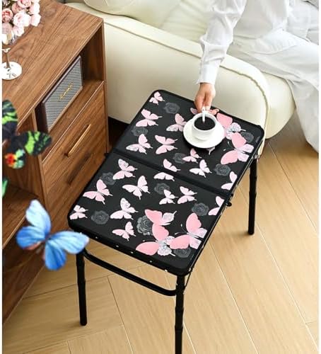 YihuiKo Small Camping Table, Vintage French Butterfly Pattern Folding Table - Image 2