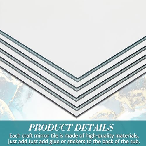 Soaoo 30 Pcs Square Glass Mirror Tiles 6 Inch Square Mirror Mosaic Panels Glass Tile Craft for DIY Crafts Projects Supplies Decoration Centerpieces Home Wall Table Ceiling Decor - Image 4